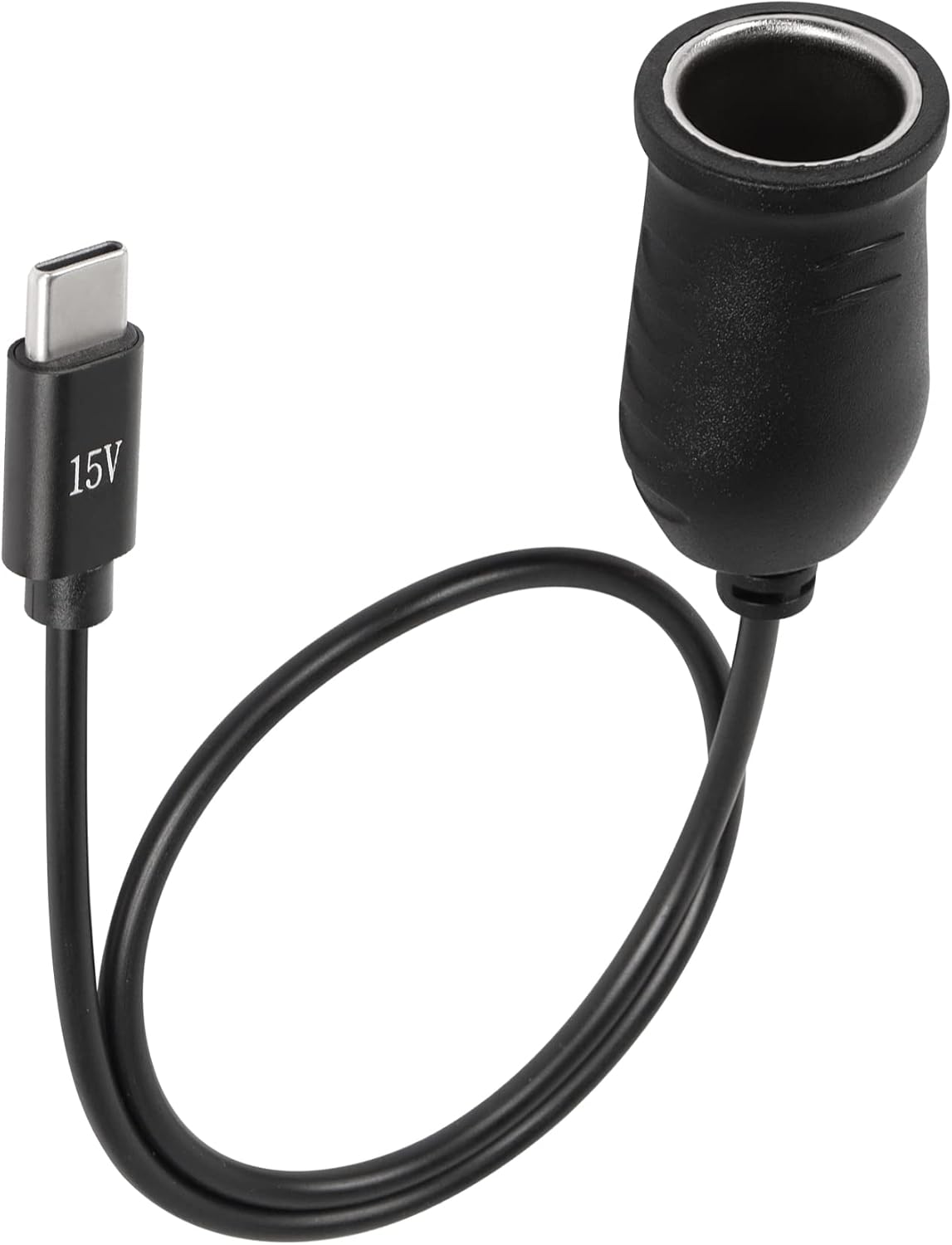 SinLoon USB C to Cigarette Lighter Adapter，15V USB TypeC Male Plug to Cigarette