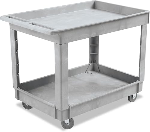 Boardwalk 3485207 Carro utilitario de resina plástica con dos estantes de 24 pulg. x 40 pulg. x 35-12 pulg. - Gris