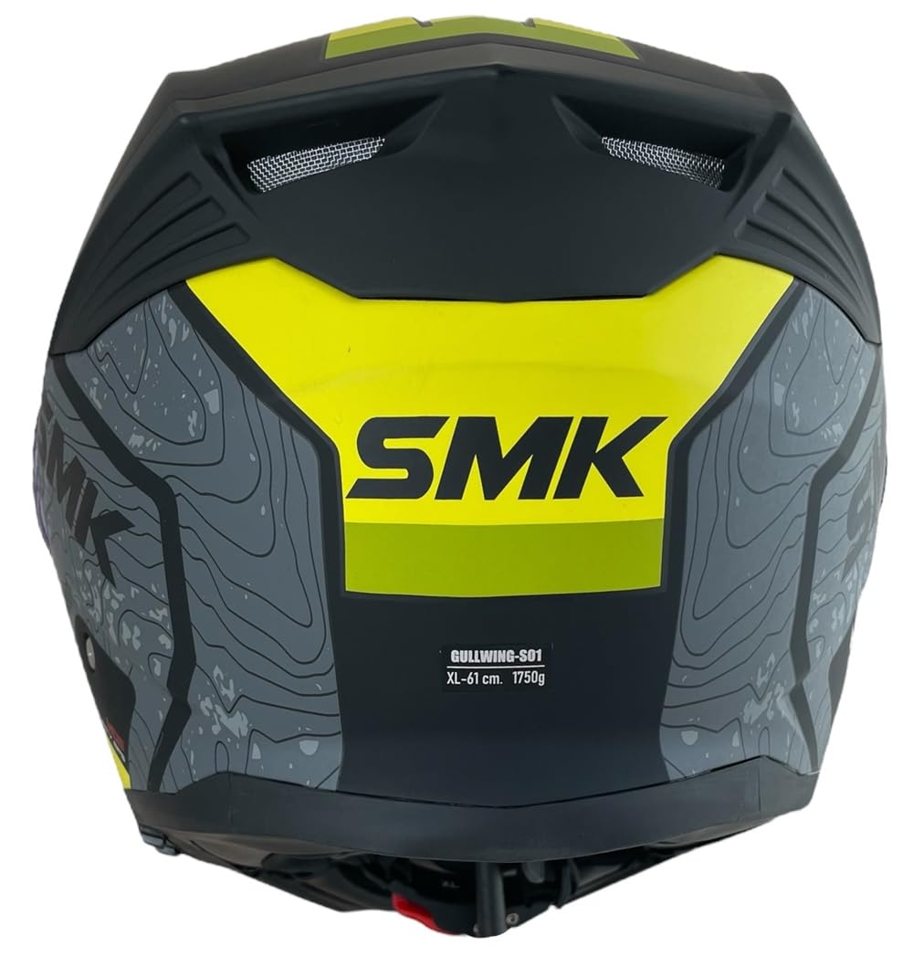Casco modulare GULLWING Navigator Nero Giallo e Grigio Omologazione 22.06 con doppia visiera P/J (4XL 67/68)