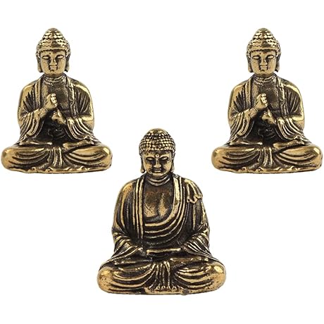 3Pcs Mini Pure Brass Sakyamuni Buddha Figurines
