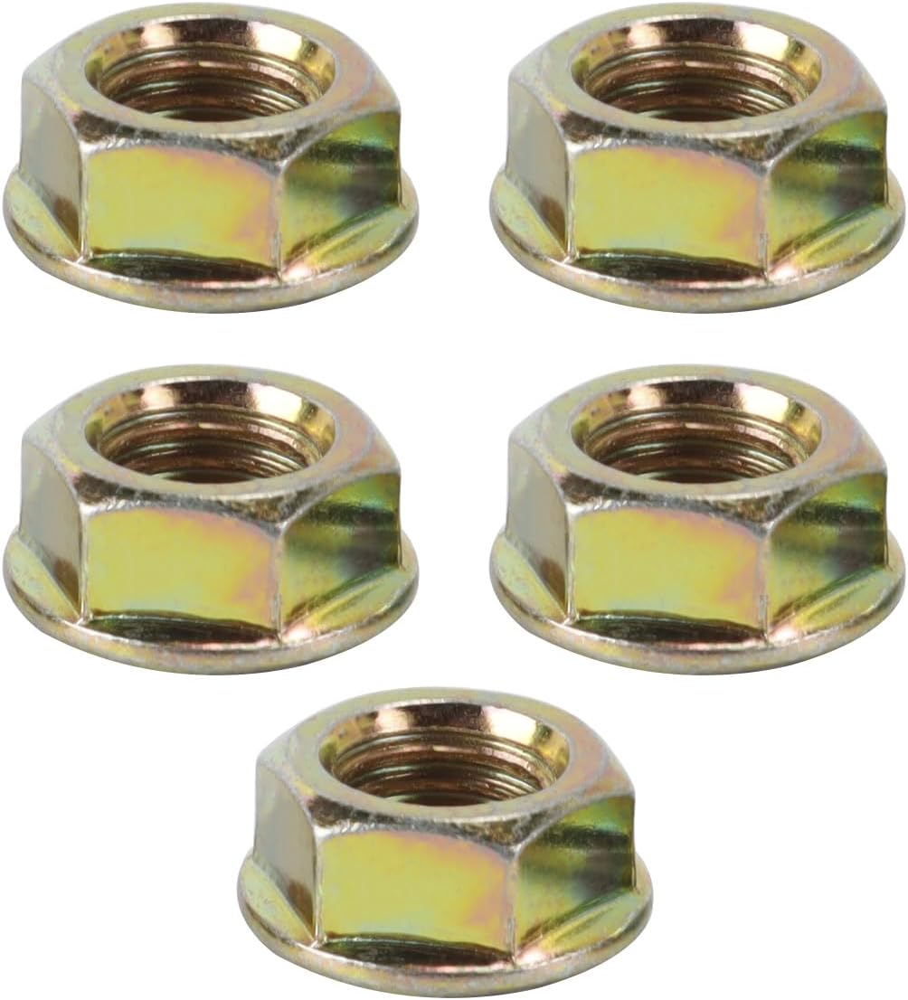 Hoite 5 PCS M12 X 1.75 Hex Nuts with Fine Thread and Flange Coated with Coloured Zinc for Motorcycle Chain Wheels