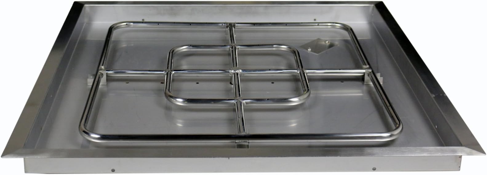 Pyromania Stainless Steel Square Drop-in Fire Pit Burner Ring and Pan Assembly, 30 X 30 Inch