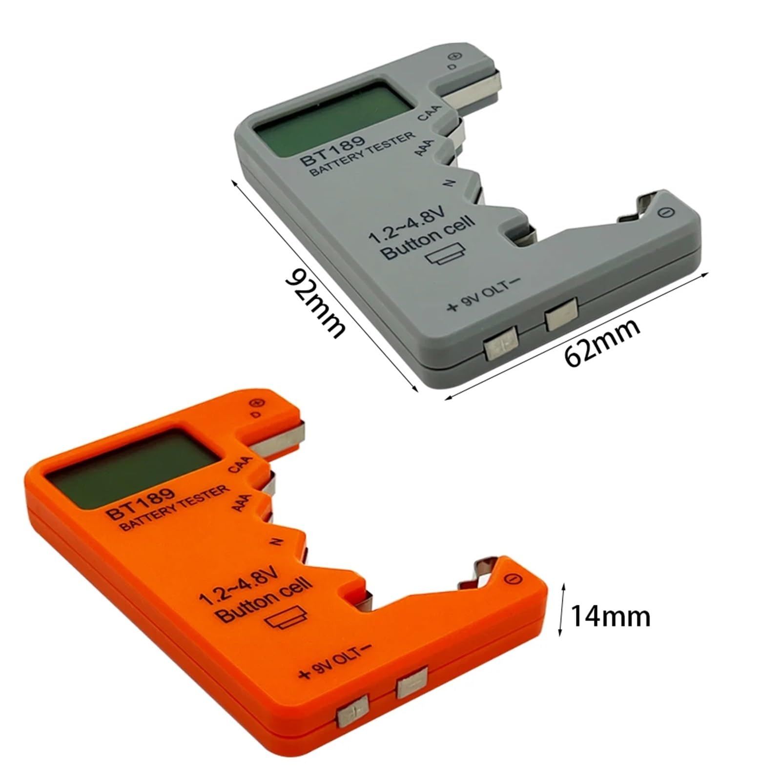 6-częściowy tester pojemności akumulatora BT-189 AA/AAA/C/D/9V/1,5 V, uniwersalny wyświetlacz BT189 (pomarańczowy)