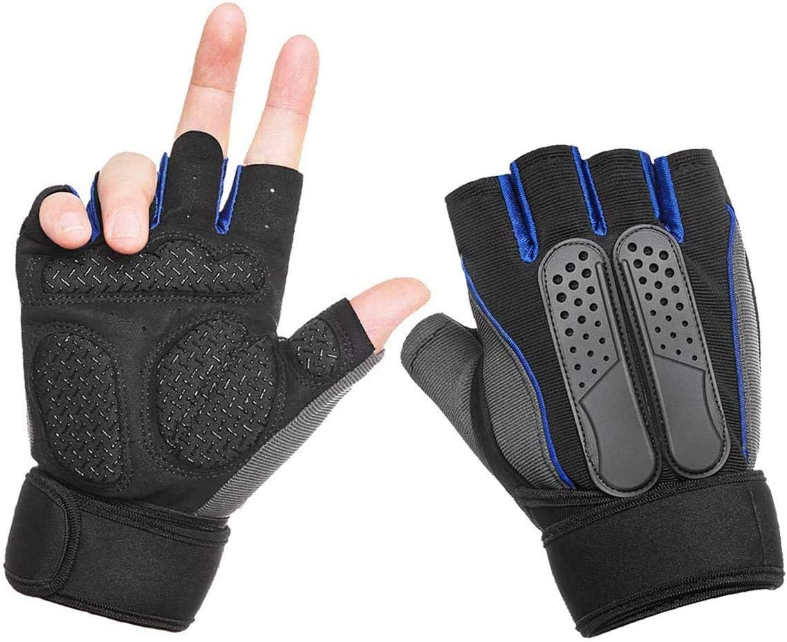 Weight Lifting Gloves,Workout Gloves Gym Gloves with 13inch Wrist Wrap for Men & Women,Full Palm Non-Slip Protection for Weightlifting,Training,Fitness,Hanging,Pull ups (Blue)