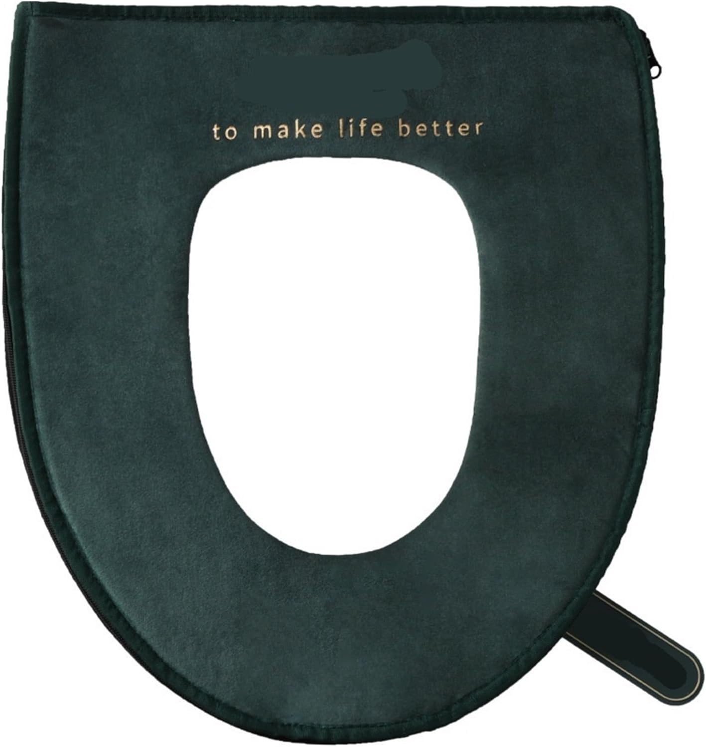 Toilet Seat Cushion Toilet Seat Cover with Zipper Pads, Washable Lid with Lifter Soft Velvet Plush Cloth, Warm Pad Cushion for Bathroom(Green)