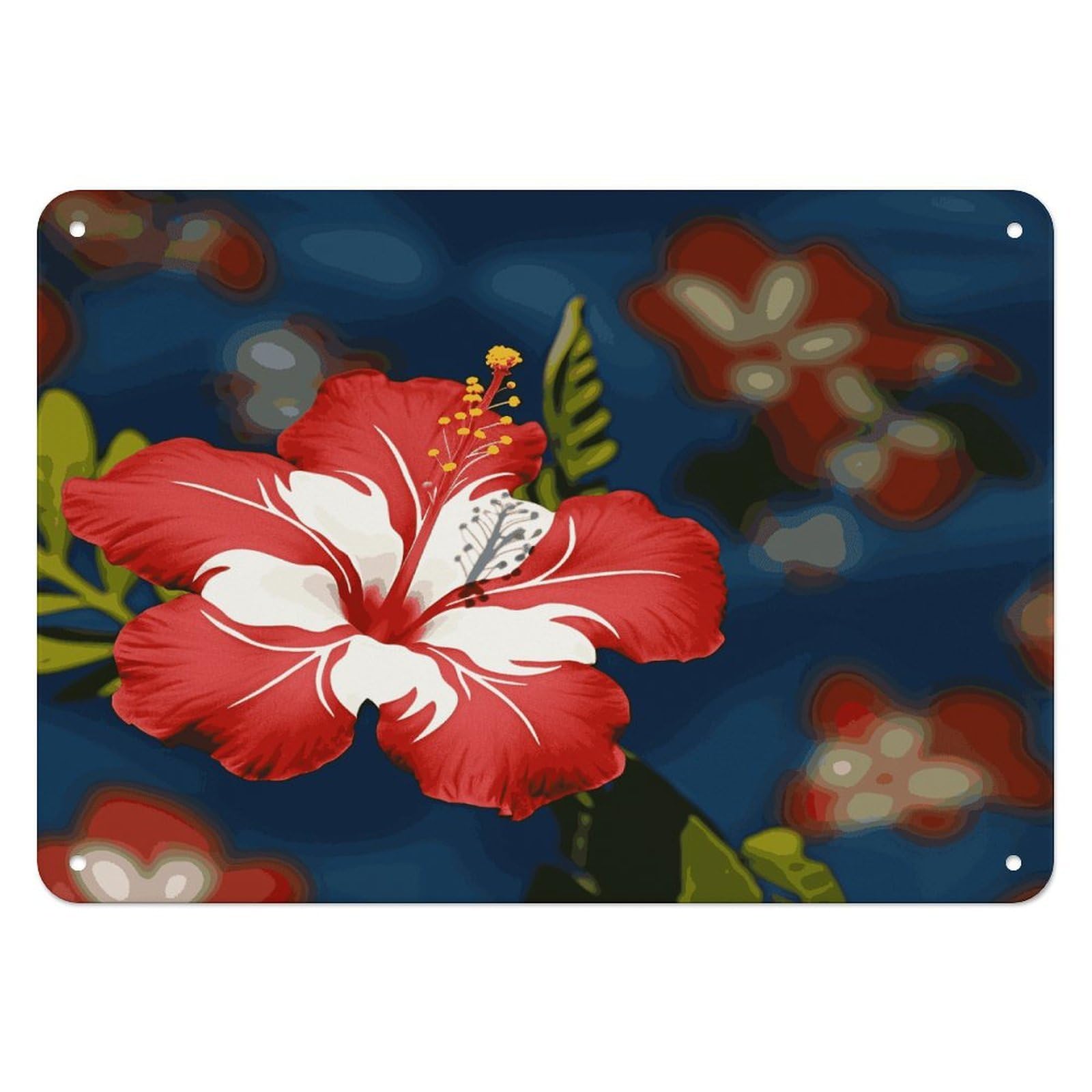 Btcowzrv Style Hawaii Flower Metal Sign, 5.5" X 7.9" Tin Wall Decor, Wall Art Plaques For Home Wedding Decor Room Living Room Decoration