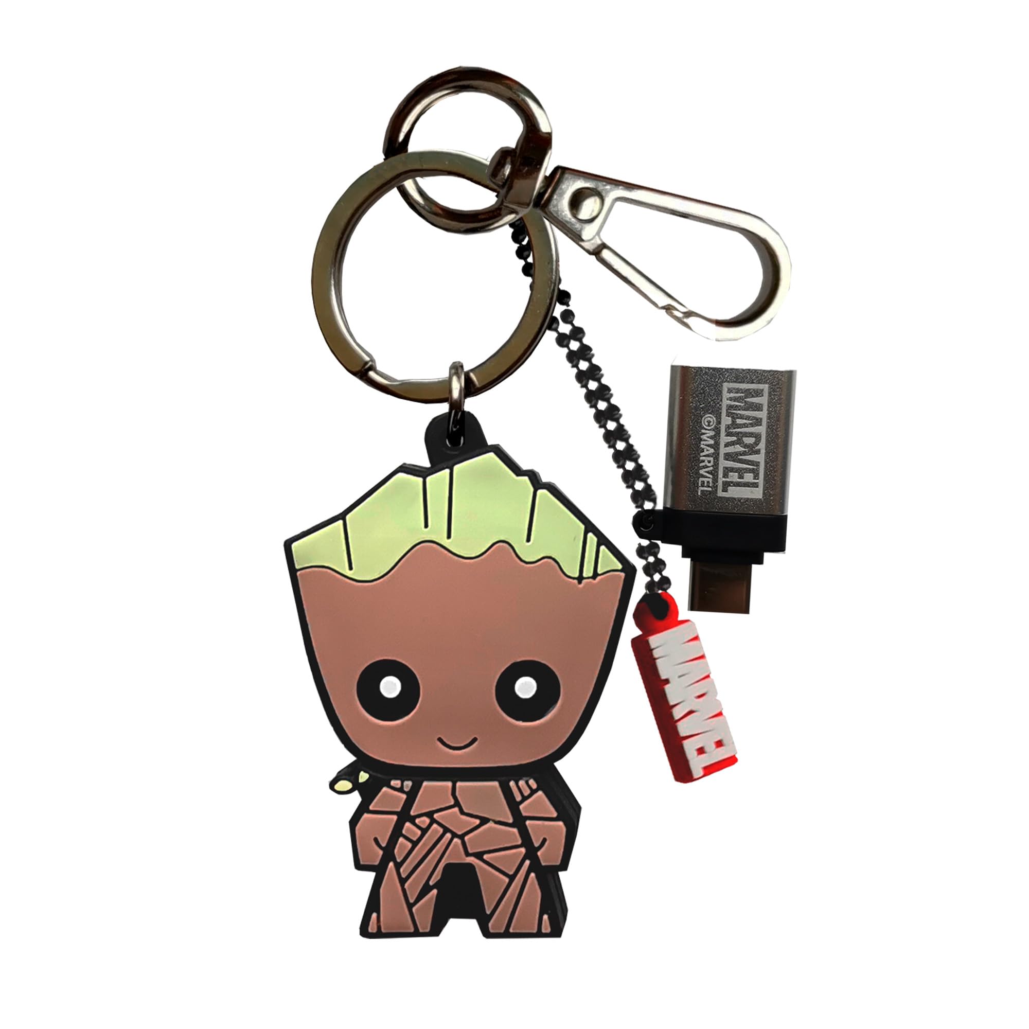 WONDEE Marvel Gifts [2 in 1] Original Groot Pendrive + Keychain, USB Flash Drive with 32GB USBC Adapter Marvel Disney – Original Keychains/Pendrive for Gifts, Disney Groot Gifts