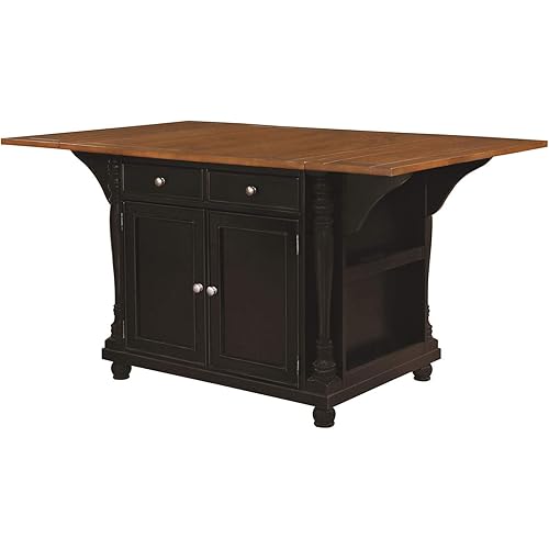 Coaster Home Furnishings Slater 2-Drawer Kitchen Island with Drop Leaves Brown and Black 102270