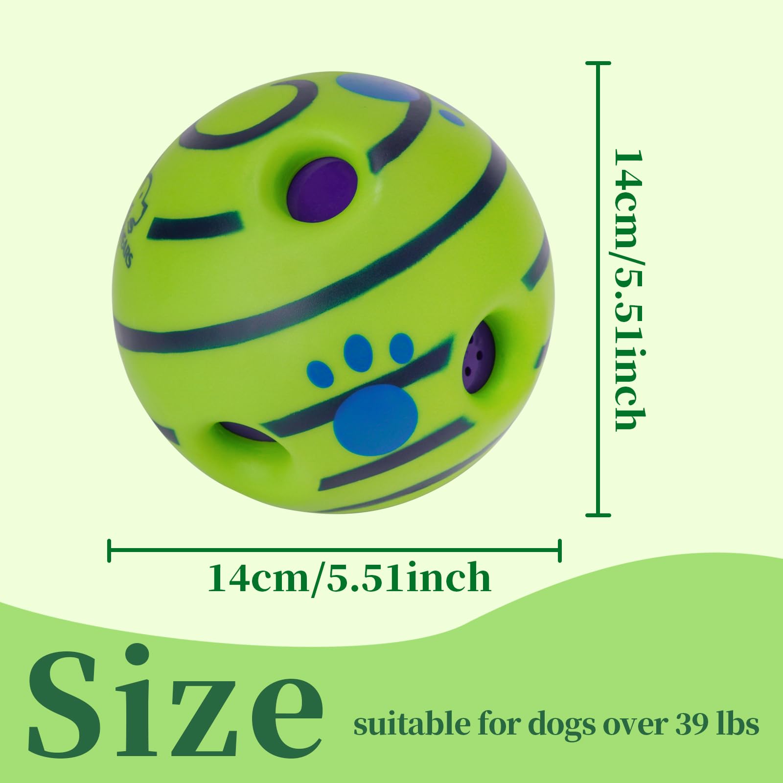 Interactive Giggle Ball for Squeaky Toy Fun Chewing Ball for Training and Herding Indoor/Outdoor Safe Dog Gifts for Puppy Small to Medium Dogs (Green - Image 2