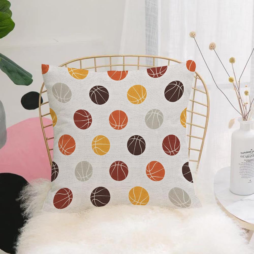 Hyosxw Seamless Pattern - Basketball - A10 Cushion Cover,Throw Pillow Case Home Decorative For Living Room Bedroom Sofa Chair 18X18 Inch,Seamless Pattern - Basketball,Pillowcase 45X45cm