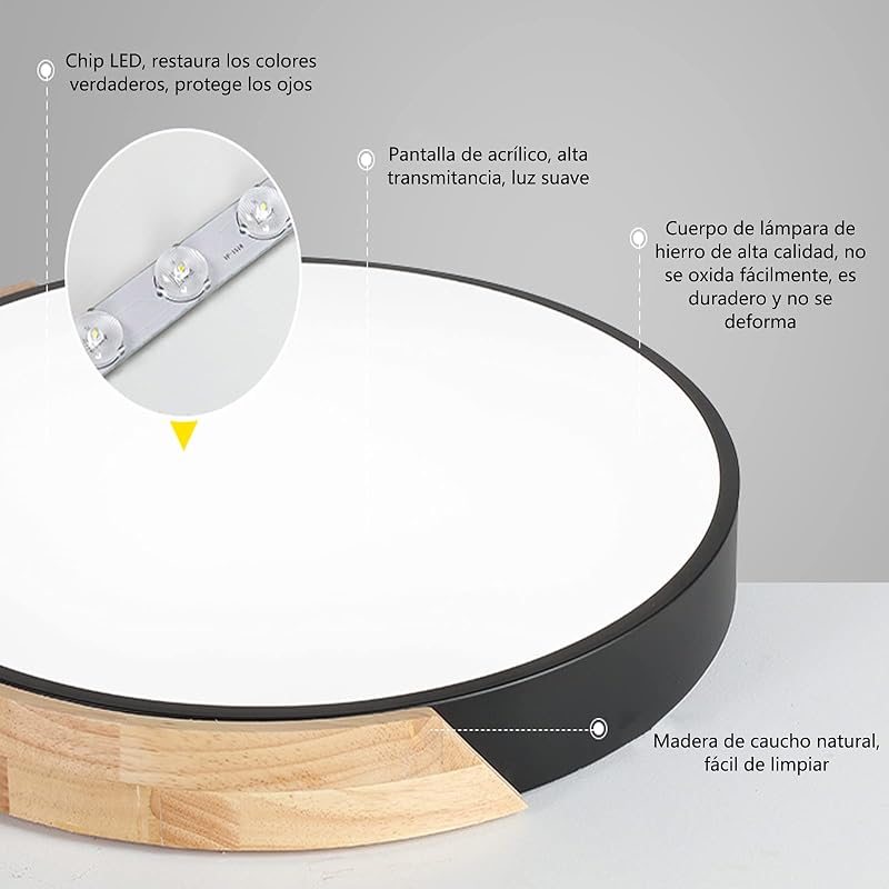 NICEME LED Mennyezeti Lámpa Fa 24W Hideg Fehér 30cm Nappali Hálószoba Fürdőszoba