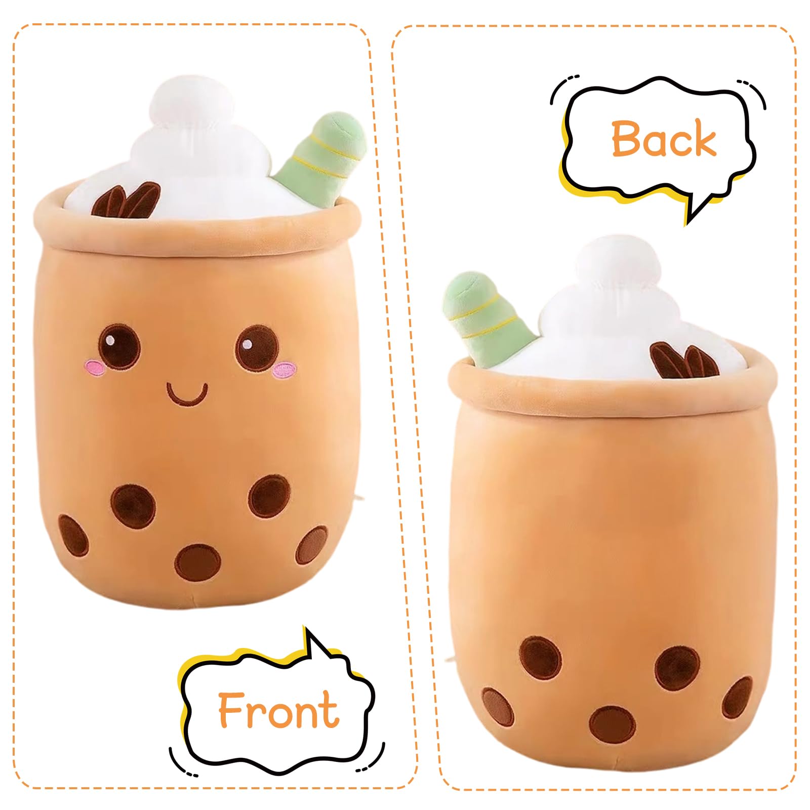 Bubble Tea Peluche, 35cm Cuscino Morbido a Forma di Tazza Boba, Peluche Kawaii per Decorazione Letto, Divano, Ufficio, Camera, Arredo Casa, Antistress per Adulti (Caffè)