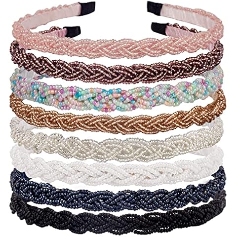 LYroo 8 Pack Headbands Metal Head Band Beaded Hair Bands Elegant Hairband No Slip Fashion Hair Accessories for Women Girls Cover