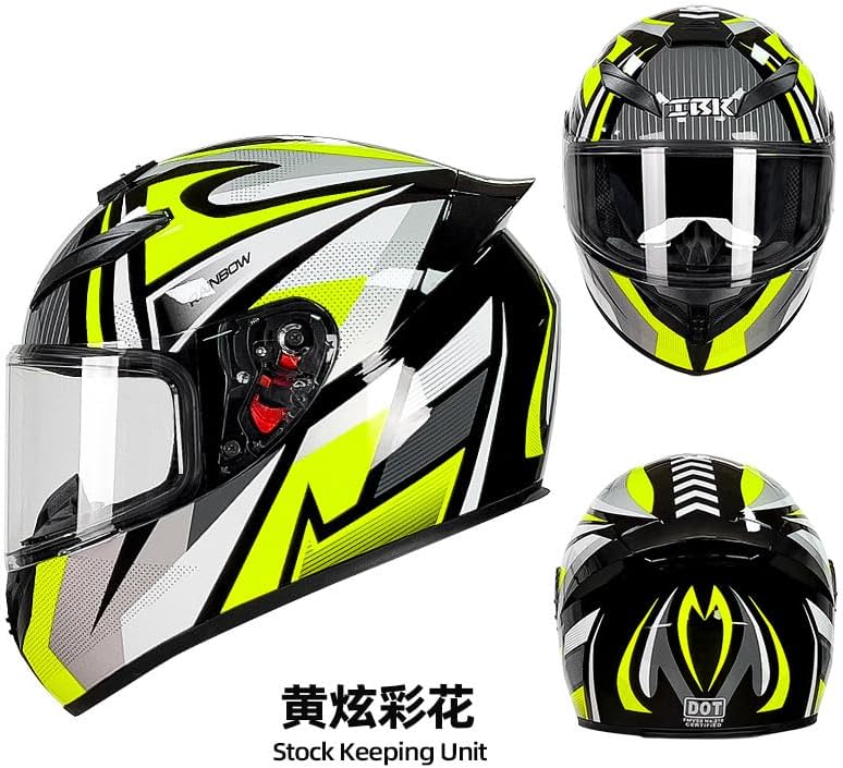 Miniatura 4 de Casco de motocicleta de carreras de motocross, casco de cara completa con visera interna tintada y aprobado por DOT para ciclomotor, ATV, Cruiser