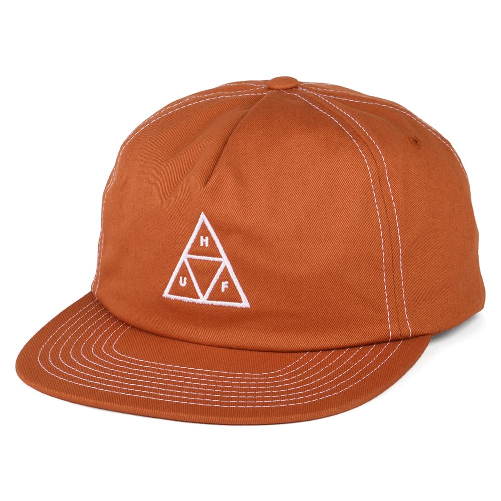Huf Men's Brown Flat Visor Cap Triple Triangle Snapback - Hats & Caps - One Size - Accessories