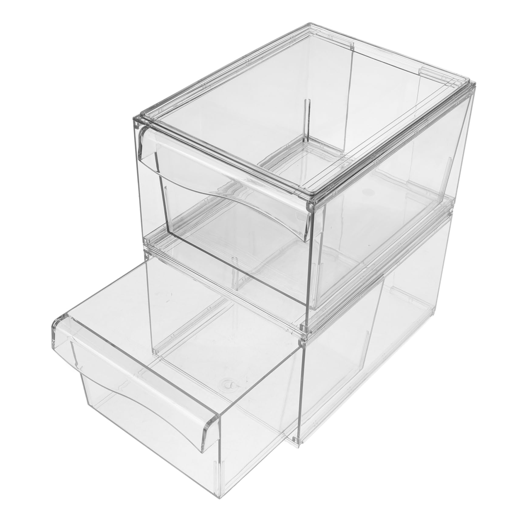 OUNONA 2stücke Stapelbare Acryl-aufbewahrungsboxen Mit Transparenter Organizer Für Kosmetik Make-up Und Hautpflege Multifunktional Für Schreibtisch Und Badezimmer Robust Und Platzsparend
