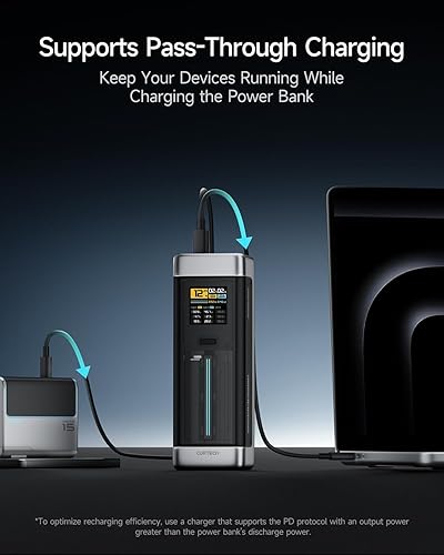 Miniatura 8 de CUKTECH Banco de energía NO.20 de 140 W, cargador portátil de 3 puertos de 25,000 mAh, batería de carga rápida para viajes y trabajo al aire libre,
