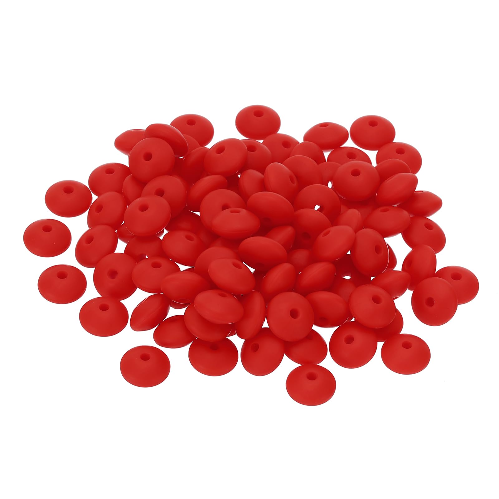 Perles en silicone de 12 mm de forme abacus, lot de 100 perles lentilles de couleur rouge
