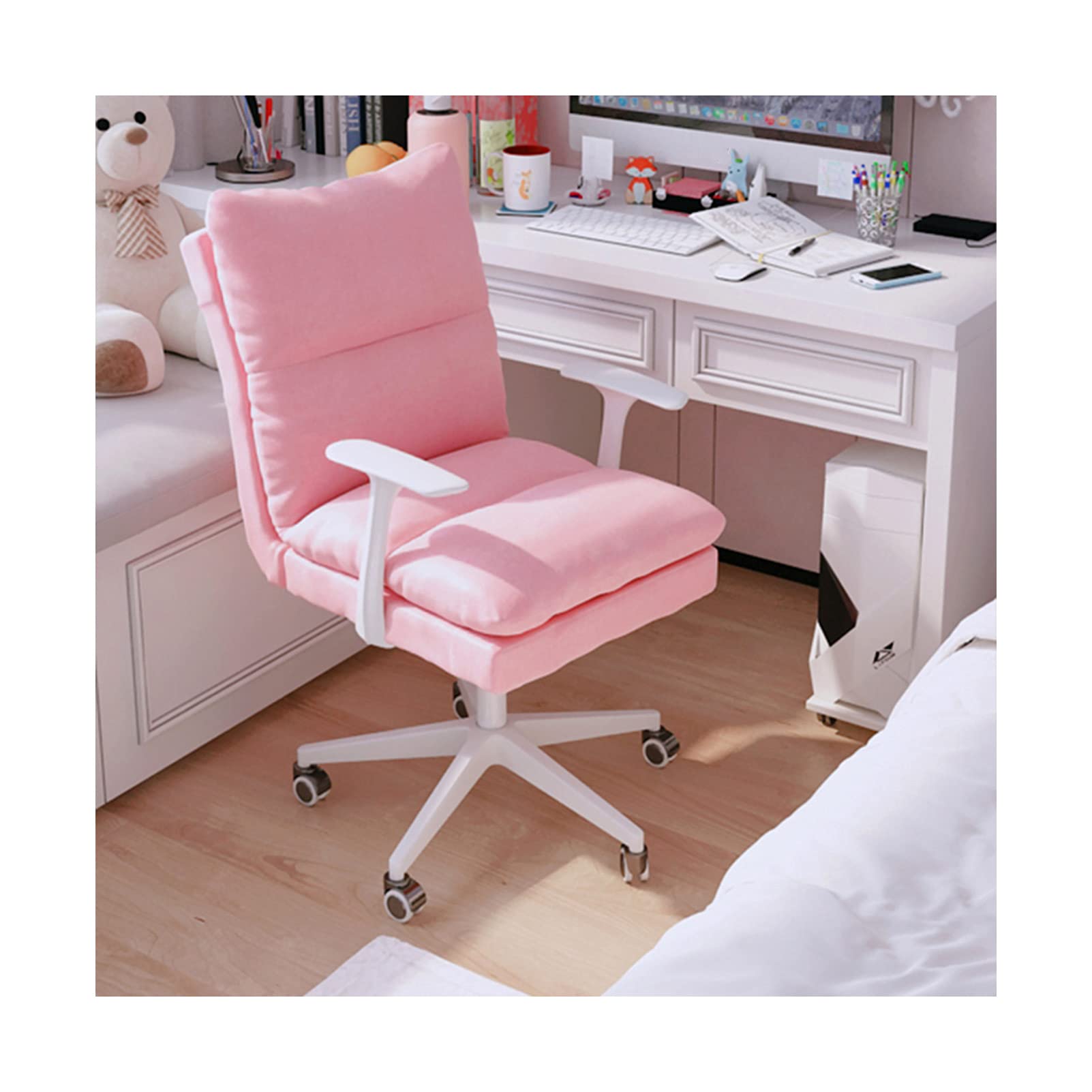 Chaise de bureau pour chambre et salon design jaune en lin