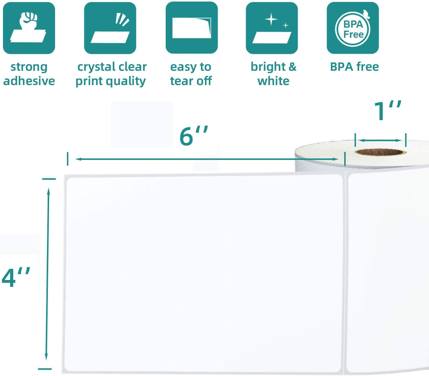 4 Rolls 450 Labels 4x6 3-Proof Direct Thermal Shipping Labels Used with Zebra 2844 ZP450 ZP505 ZP500 GK420D GX420 Rollo MUNBYN, LabelChoice 1" Core Permanent Adhesive Sticker Label Made for FedEx UPS - Image 2