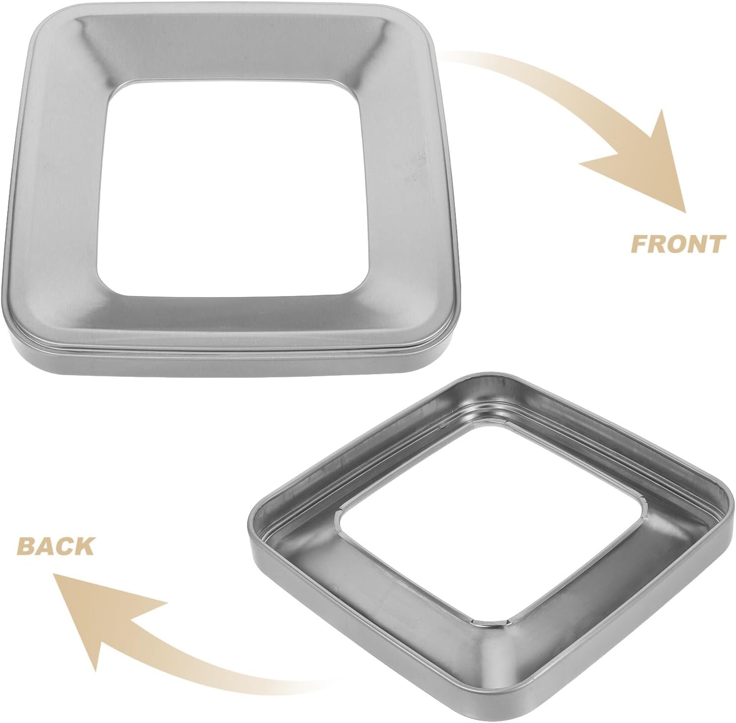 Commercial Garbage Can Lid Square Silver Metal Trash Bin Cover Outdoor Waste Bin Replacement Lid for Office Hotel Industrial Use