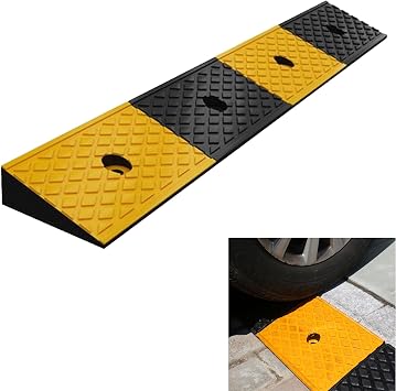 Nisorpa 2 Rise Rubber Curb Ramp 22000lbs Heavy Duty Loading Threshold Ramp 10 Ton Driveway Ramp Car Slope Ramps for Loading Dock Motorcycles Warehouse Sidewalk Wheelchair Shed Garage