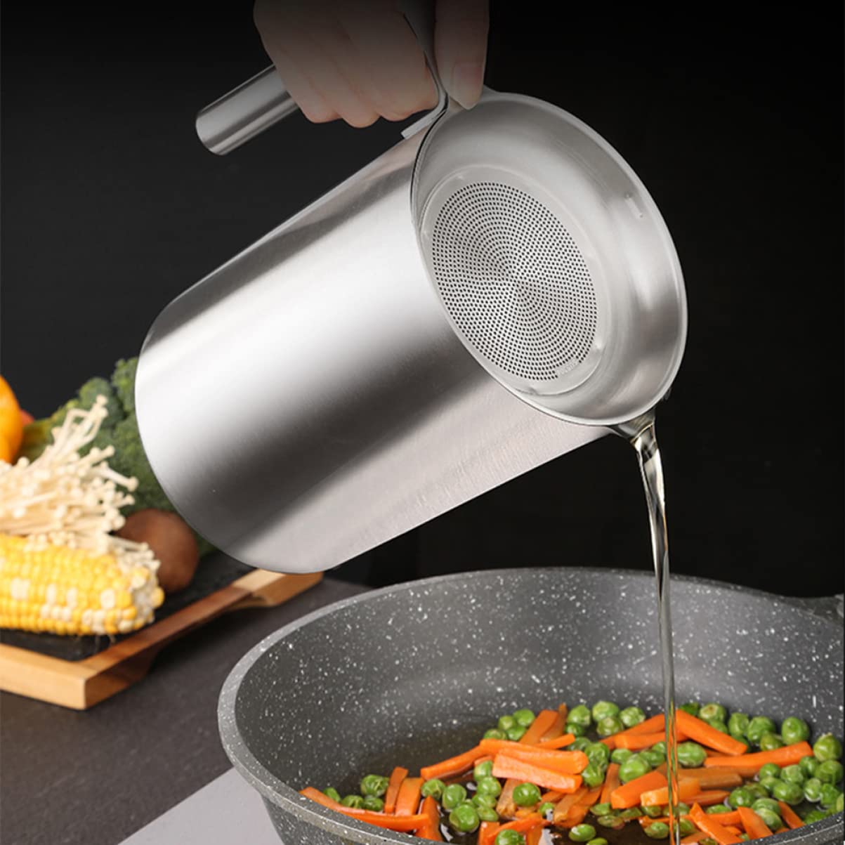 Oliefilterzeef voor de keuken, trechter van roestvrij staal, trechter met fijnmazig filter, trechter voor sappen, vloeistoffen, glazen en flessen, filtergereedschap voor vloeistoffen en Ace Oliefilterzeef voor de keuken, trechter van roestvrij staal, trechter met fijnmazig filter, trechter voor sappen, vloeistoffen, glazen en flessen, filtergereedschap voor vloeistoffen en Ace