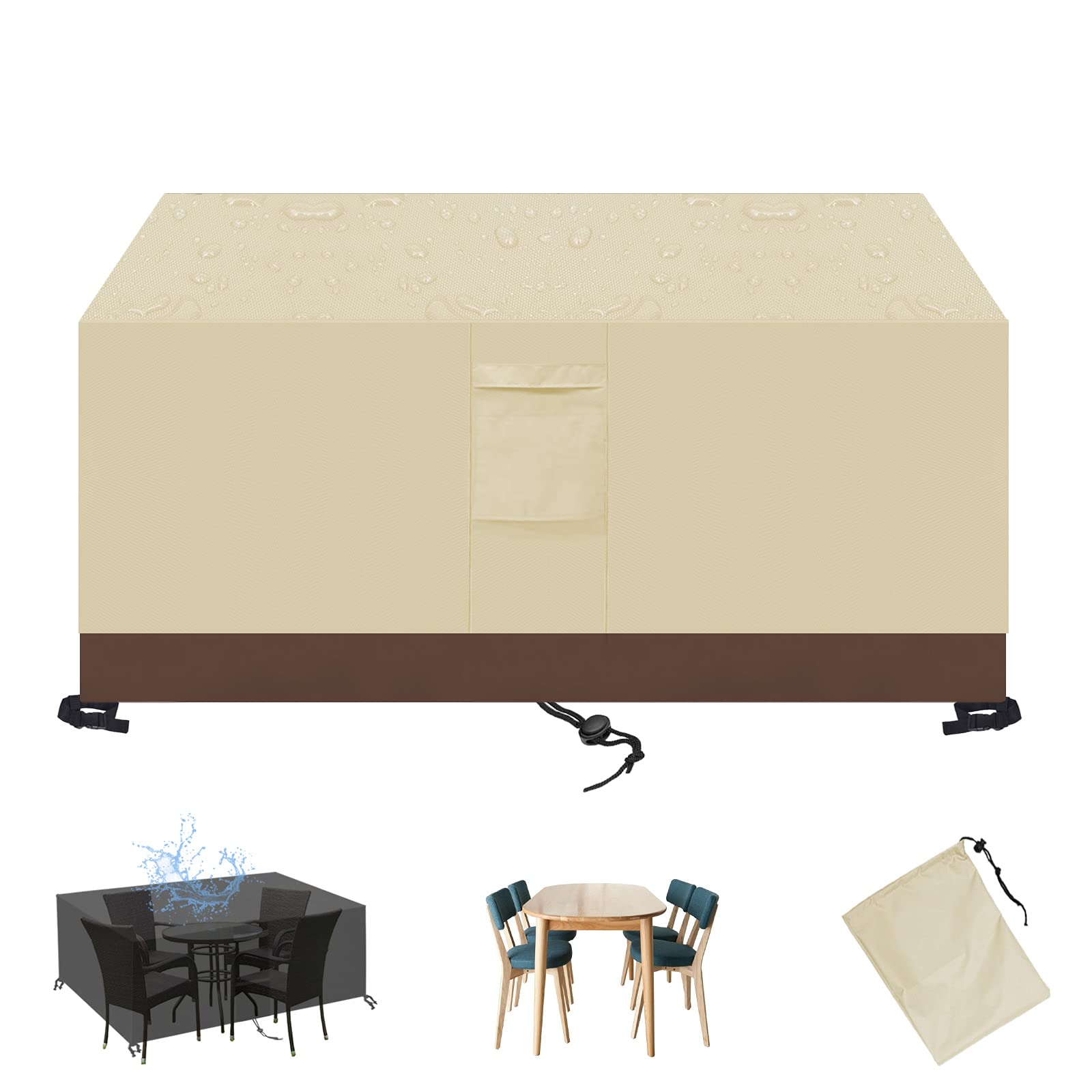 Funda Jardin Exterior I,420D Rectangular Funda Protectora para Muebles de jardín,Impermeable,Transpirable, a Prueba de Polvo y a Prueba Rayos UV