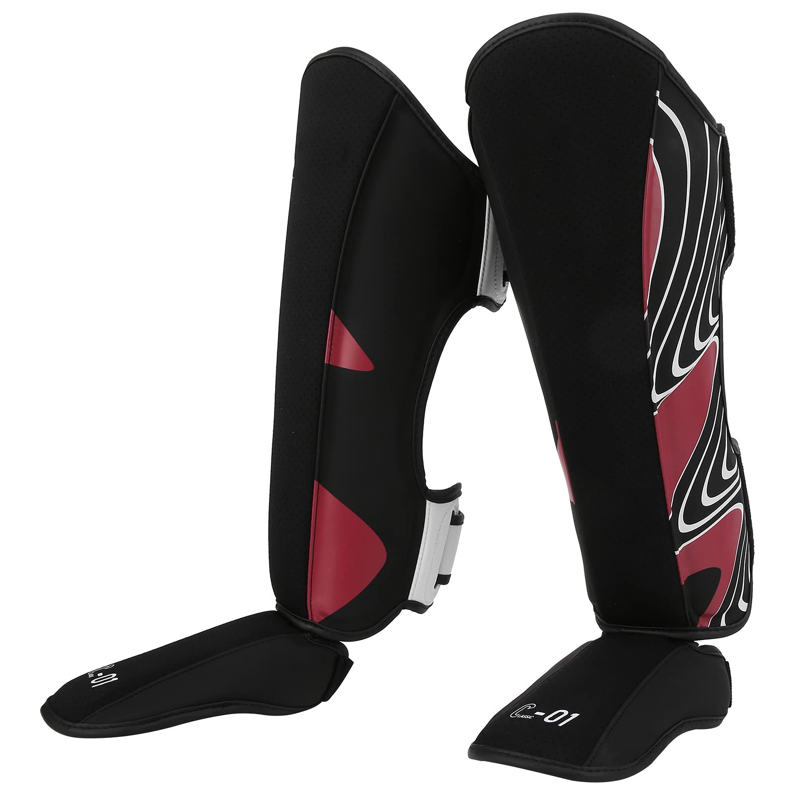 Changor BN Fight Protège-Tibias pour Adultes Protection Kickboxing Durable et Flexible pour Muay Thai et Sanda 1 Paire Rouge