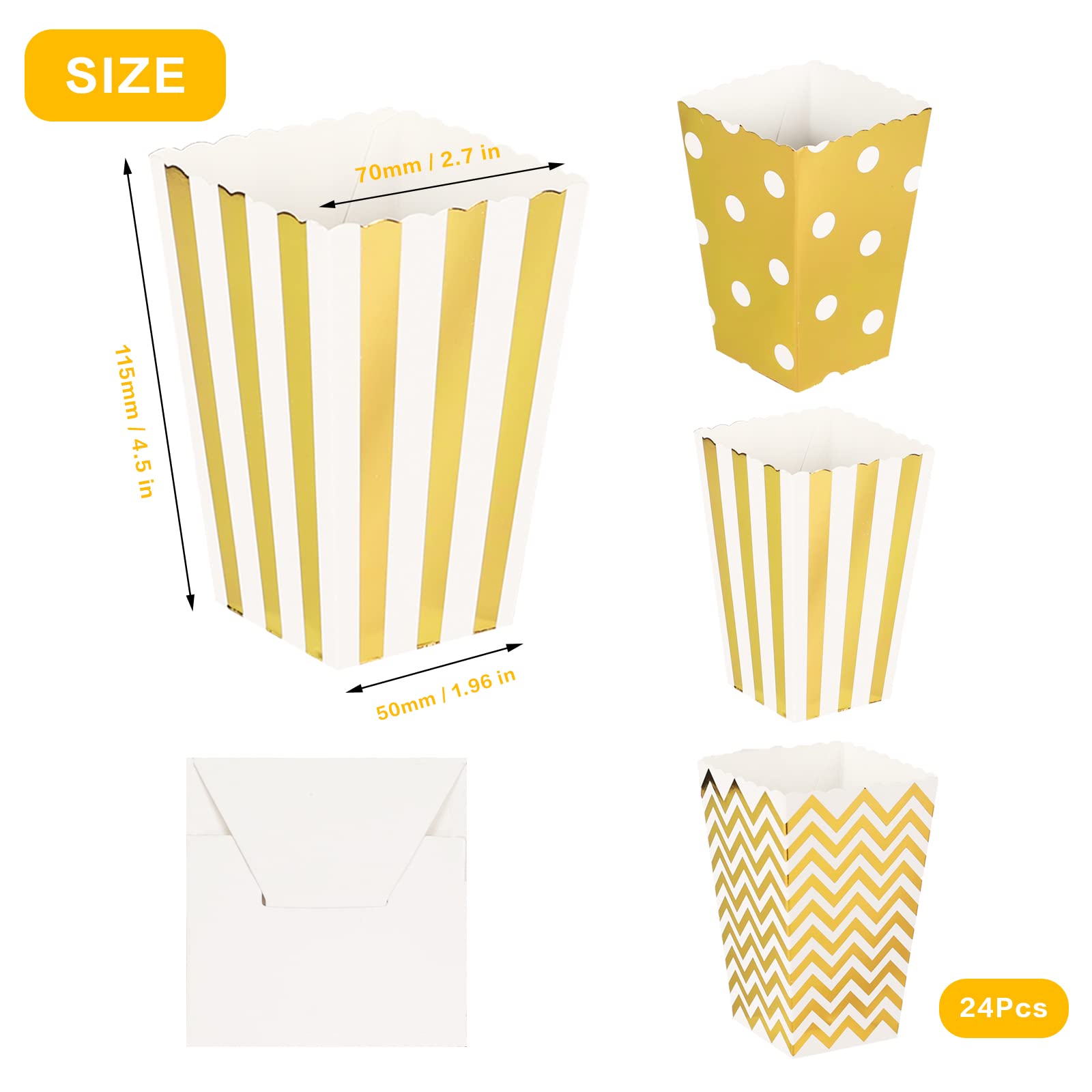 24 Stück Popcorn Boxen Popcorntüten Klein Candy Container Candy Boxen Papier Popcorn Tüten Pappe Snack Boxen für Partysnacks Bonbons Popcorn Geschenktüten Weihnachten