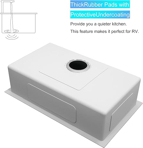 Miniatura 7 de MILOSEN Fregadero de cocina de montaje inferior de 25 x 15 pulgadas, fregadero de barra de acero inoxidable, fregadero de cocina de un solo tazón,