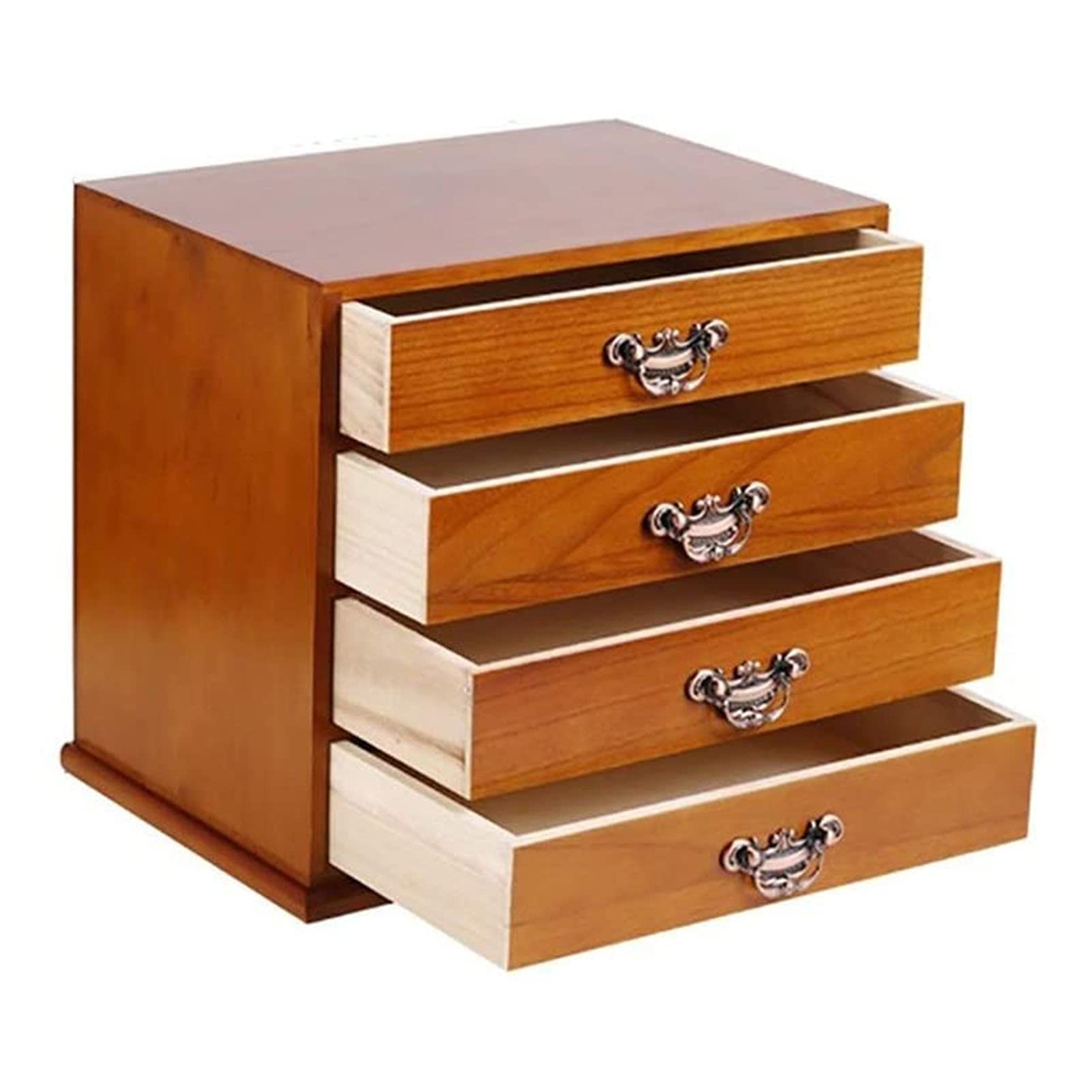 ASerZenith Solid Wood Filing Cabinet, Four-layer Desk Storage Box, Shelf Information Magazine Rack Can Hold A4 Paper, Magazines, Files