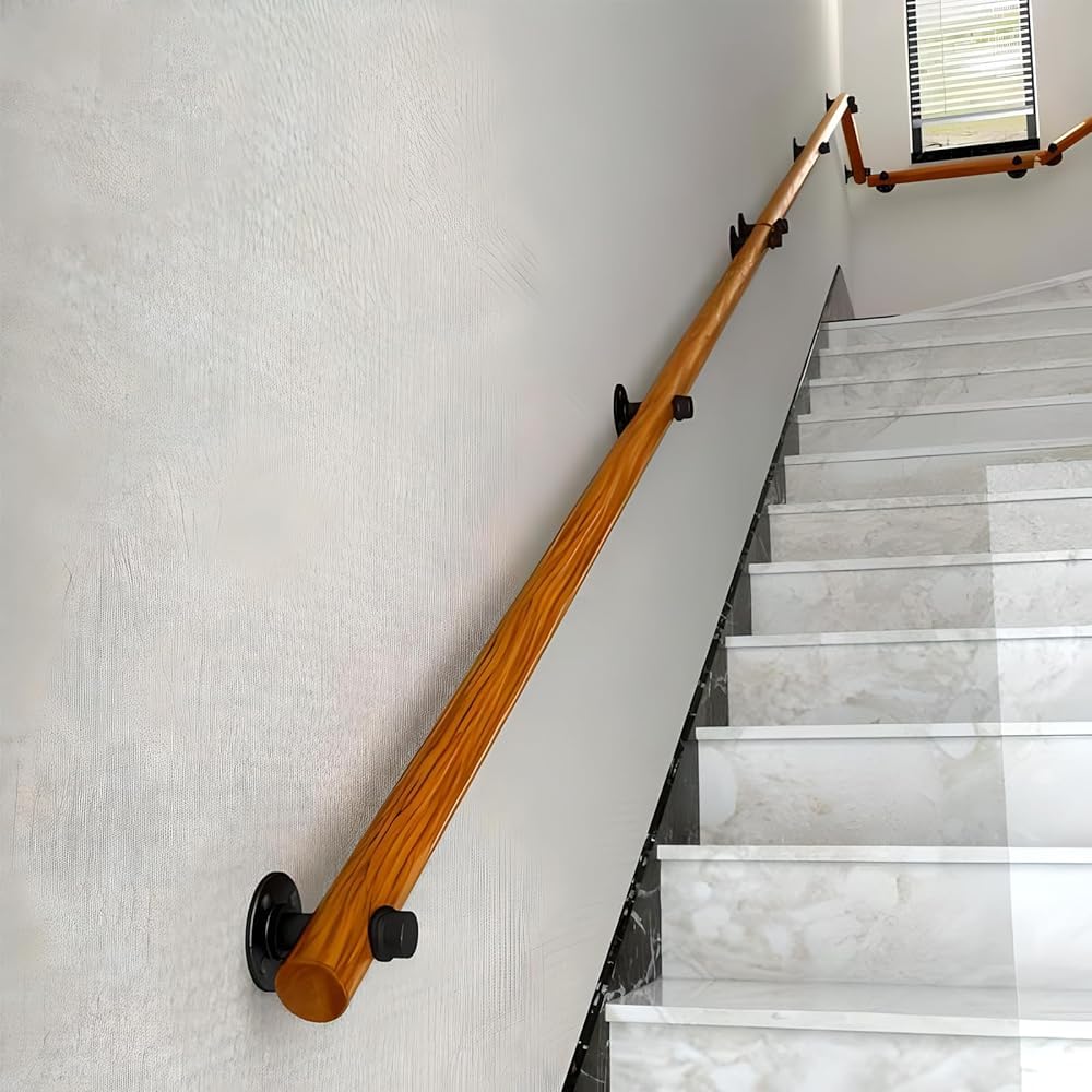 Lqsybhd Girls Yiyan-002 Wooden Handrails For Stairs, Non-Slip Stair Banister With Brackets, Against The Wall Elderly And Children's Safety Grab Bar Kit, For Interior Corridor Villa Building(Size:3.28ft/100Cm,Color:yiyan-002)