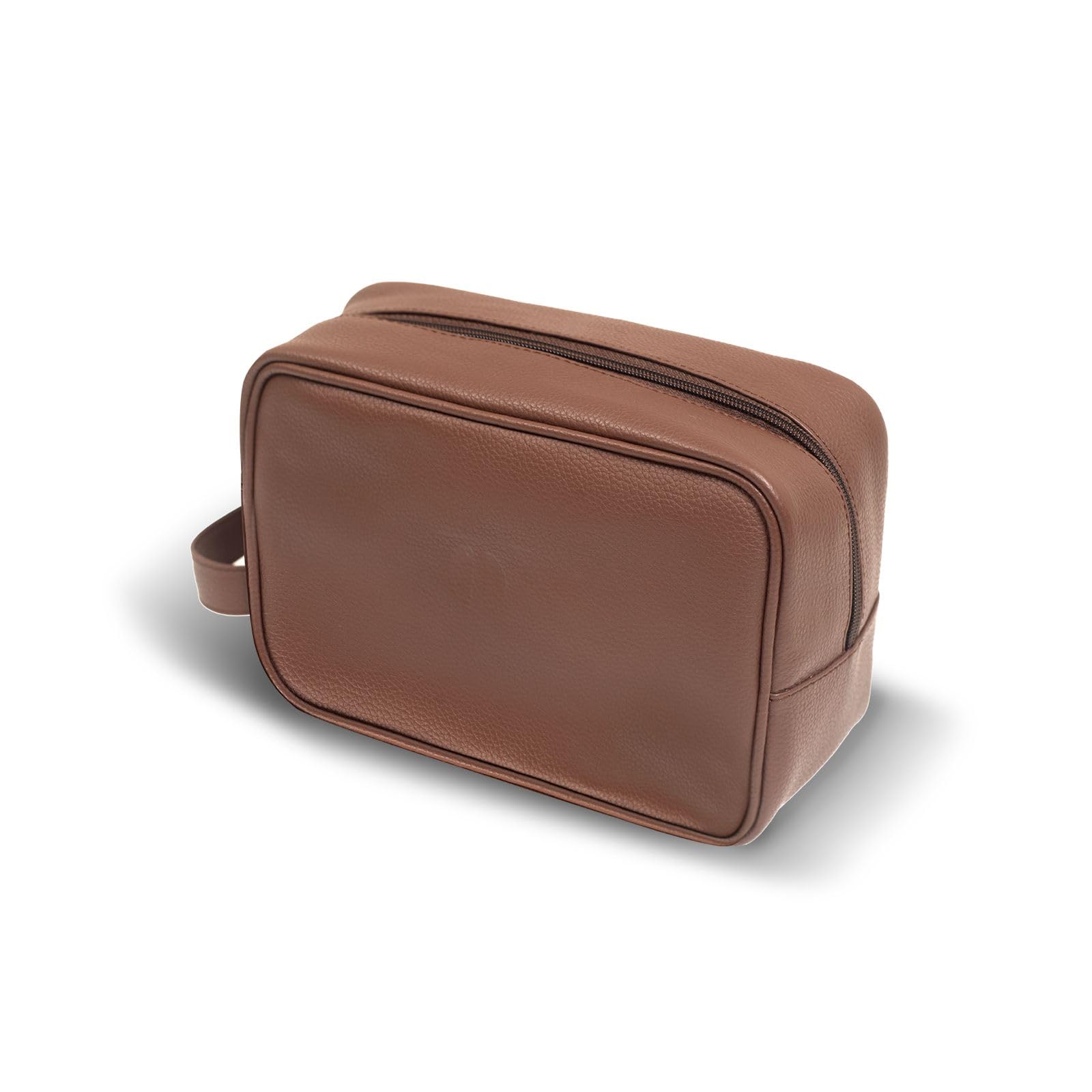 Jafferjee & Co. Genuine Leather Toiletry Bag for men– Durable Travel Dopp Kit and Shaving Bag with Two Inside Pockets and Water-Resistant Design (