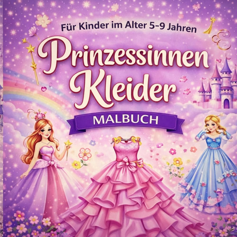 Prinzessinnen Kleider Malbuch für Kinder 5–9 Jahre: Ein zauberhaftes Malbuch mit wunderschönen Prinzessinnenkleidern für kleine Künstlerinnen