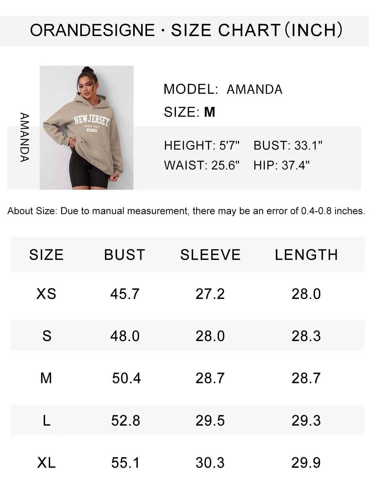 ORANDESIGNE Sudadera de forro polar con capucha de gran tamaño para mujer, con estampado de letras, de manga larga, con bolsillo 2025