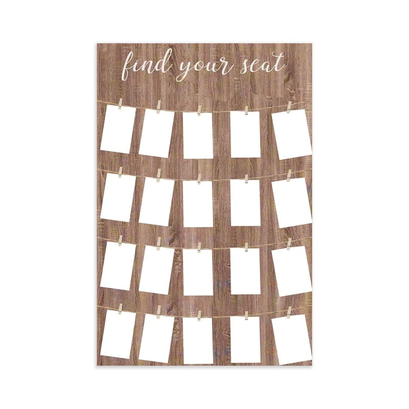 Hochzeitsschild mit Aufschrift "Find Your Seat", rustikales Hochzeitsschild, Holzschild, Sitztafel, Hochzeitsdekoration, 61 x 91,4 cm