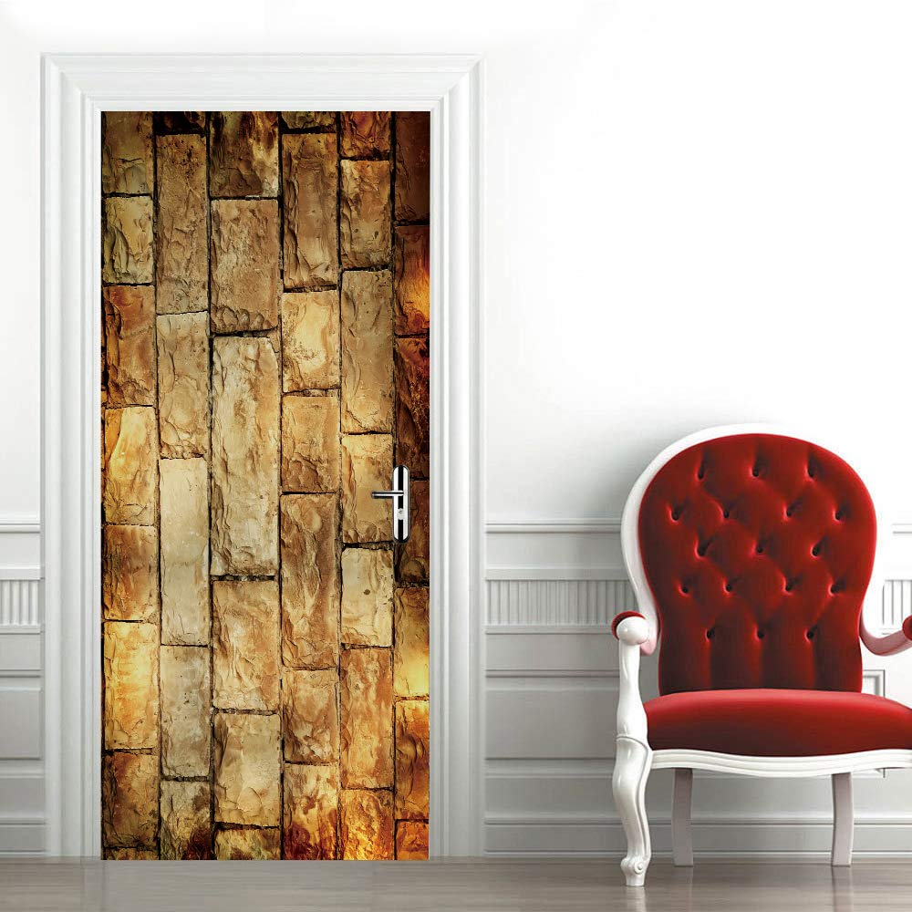 Stickers mural porte 3D effet marbre pour relooker une chambre ou un salon moderne