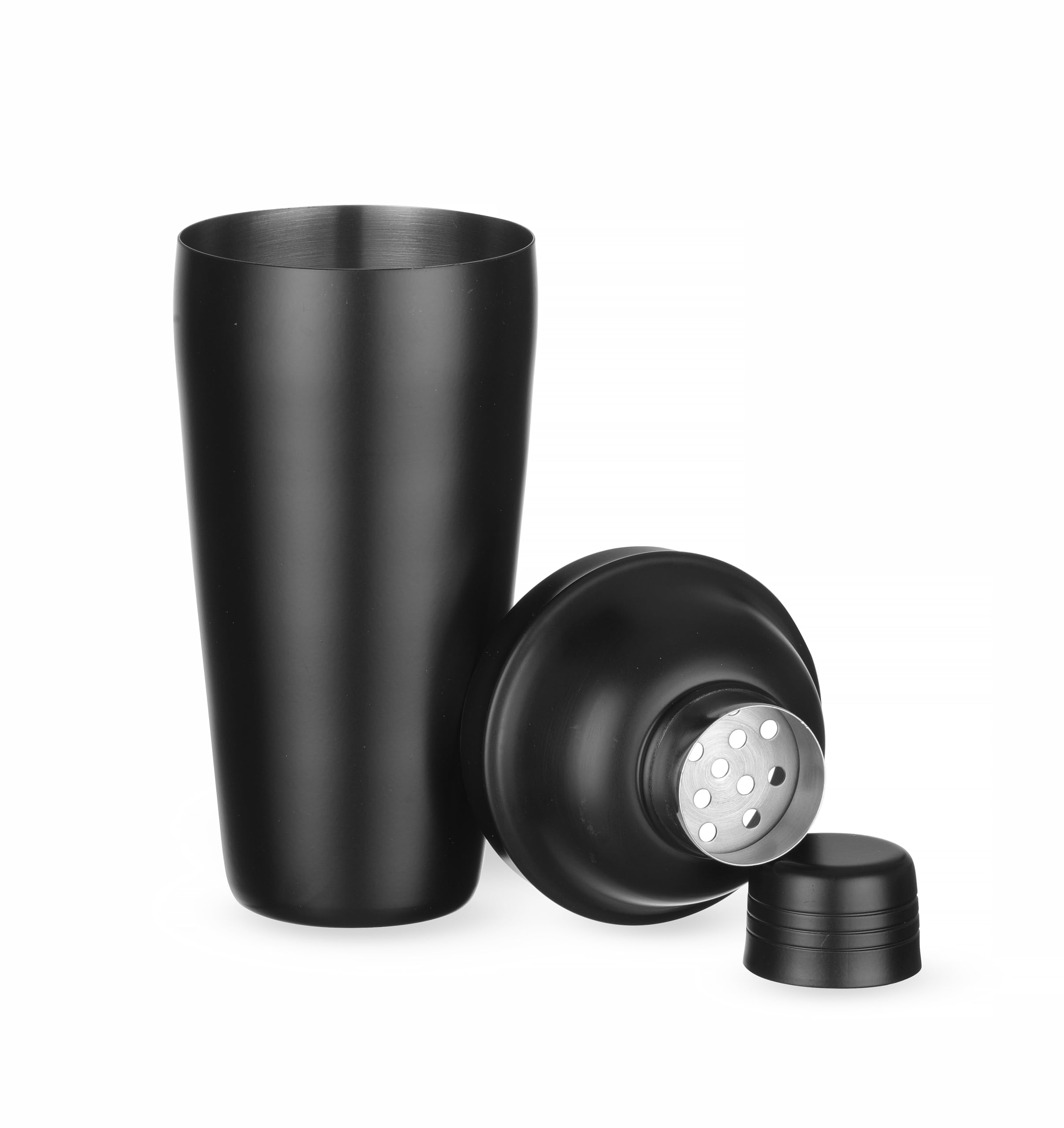 HENDI Shaker do koktajli, BarUp, ze zintegrowanym sitkiem, 3-częściowy, powłoka malowana proszkowo, shaker barmański, Cobbler shaker 0.8L, ø90x240mm, stal nierdzewna, czarny