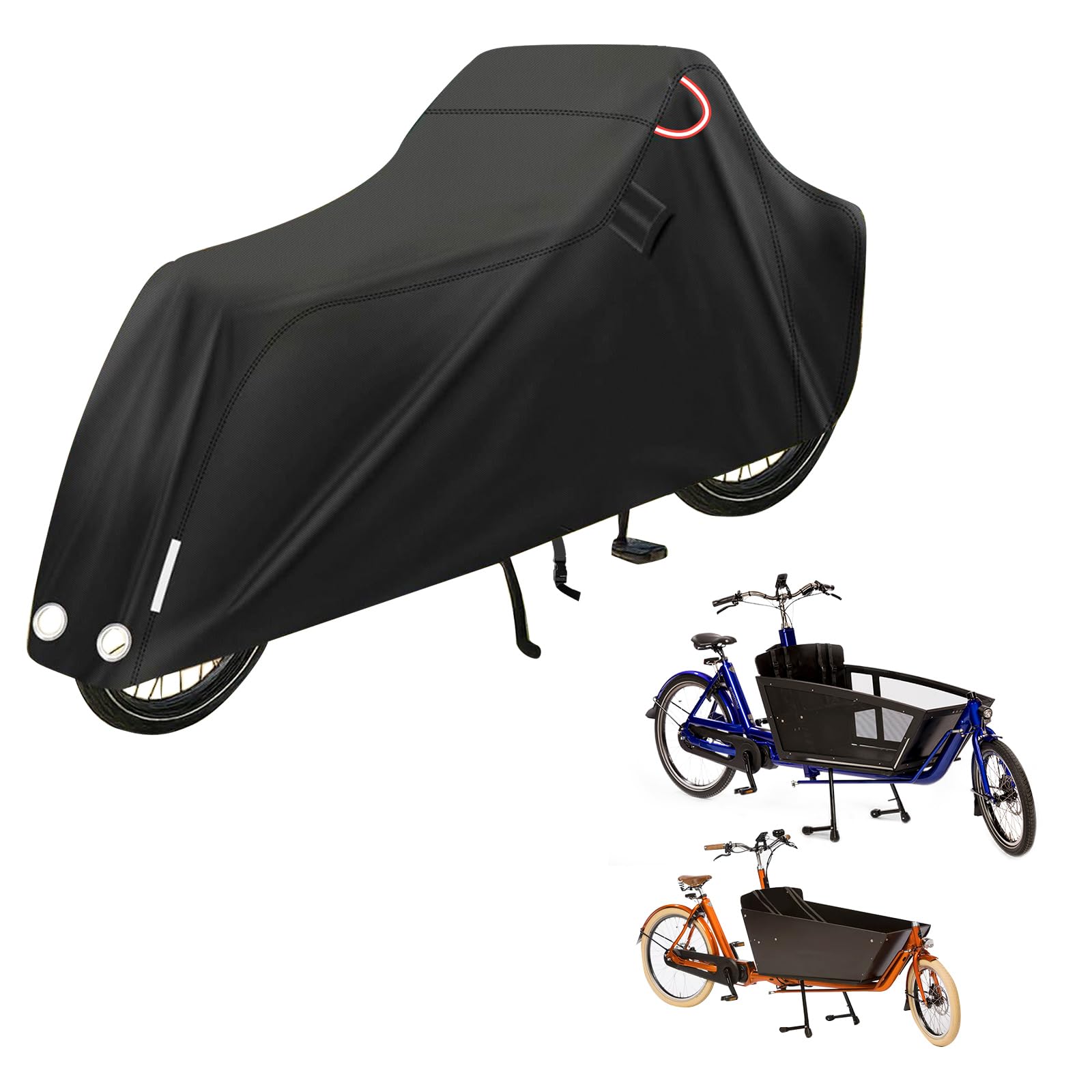 Lastenfahrrad Abdeckung Wasserdicht 420D Oxford-Gewebe Fahrradabdeckung UV-Schutz mit Aufbewahrungsbeutel, Fahrradgarage für Abdeckplane Fahrradschutzhülle Cargo Bike Einspurig 285 x 65 x 115cm