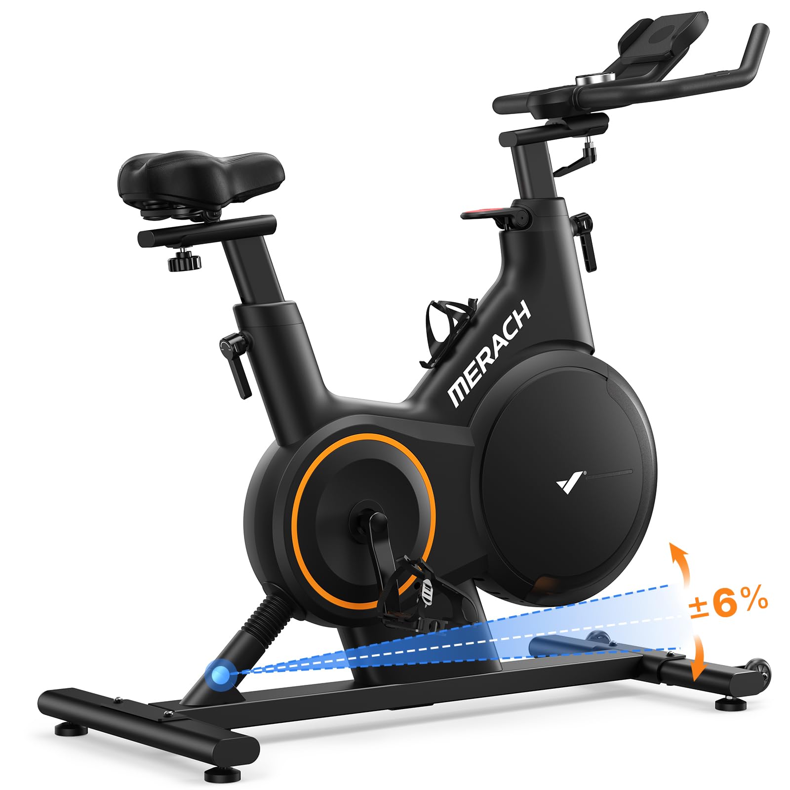 Merach Magnetic Exercise Bike, Heavy Duty Stationary Bike with Automated Resistance, 350 Lbs Weight Capacity, Low Noise Indoor Workout Bike for Home