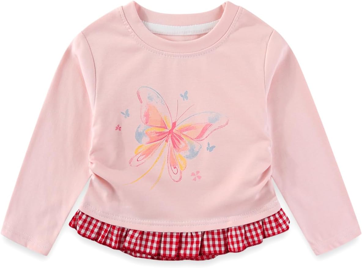 Peacolate 2-7T Spring Fall Little Girls 2pcs Clothing Set Pink T Shirt and Jeans
