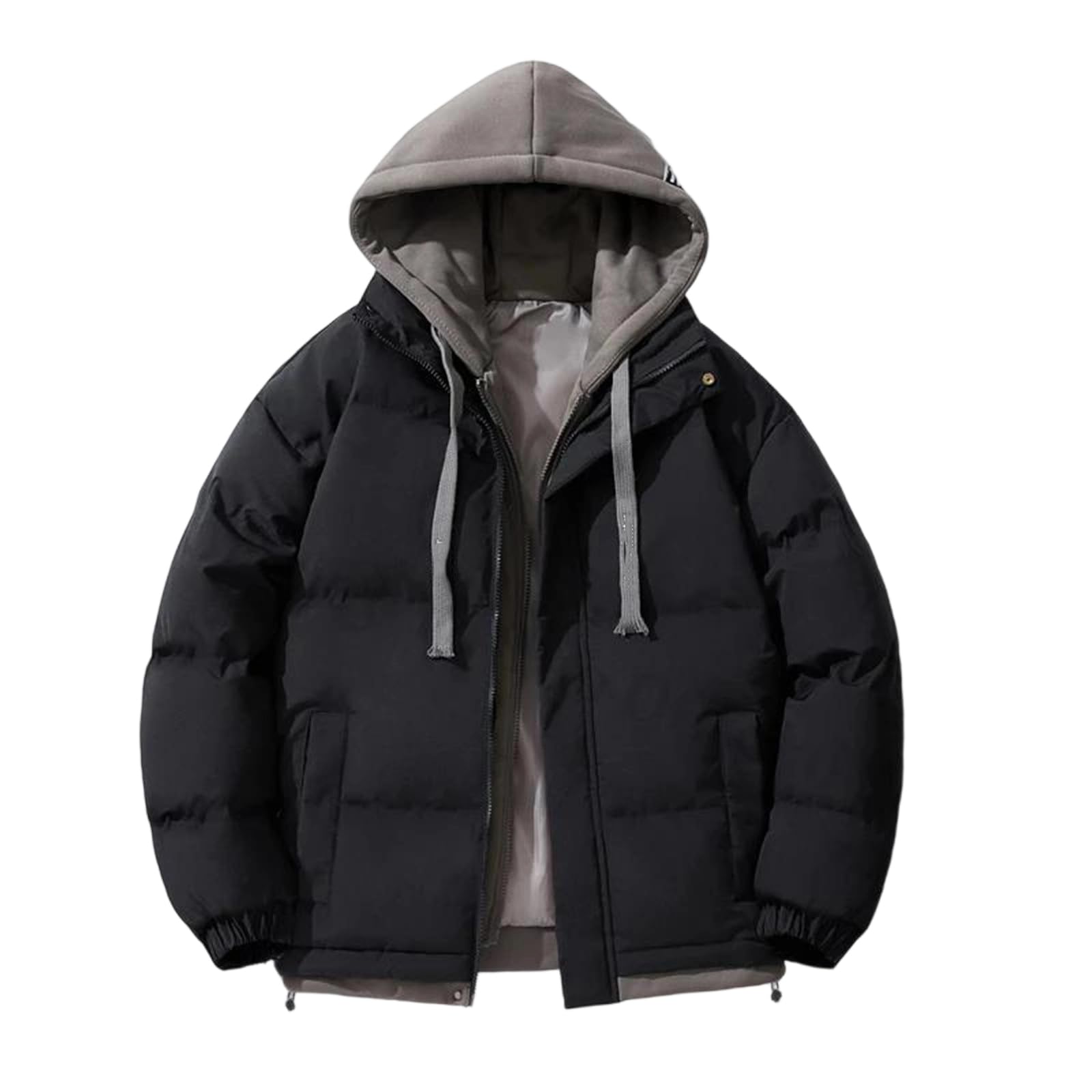 Parka d'hiver homme à capuche chaude veste épaisse unie pour le ski et voyage