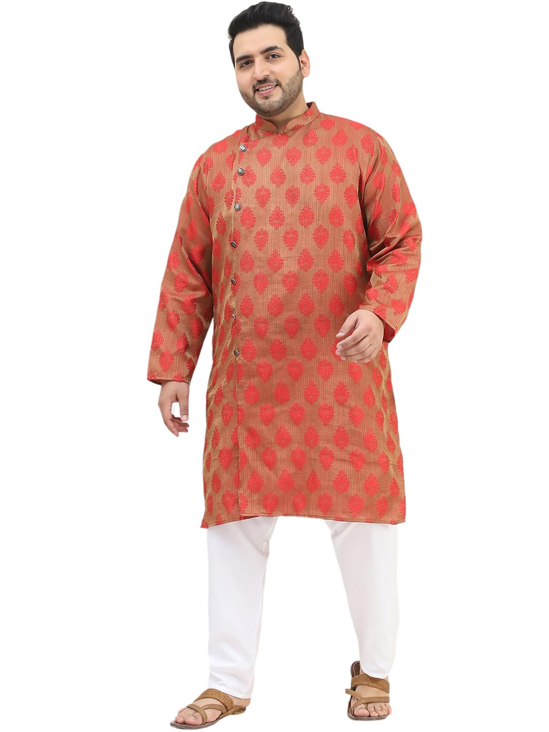 sojanya PLUS (Since 1958) Men's Jacquard Silk Kurta & Off-White Pyjama Set-picture-22