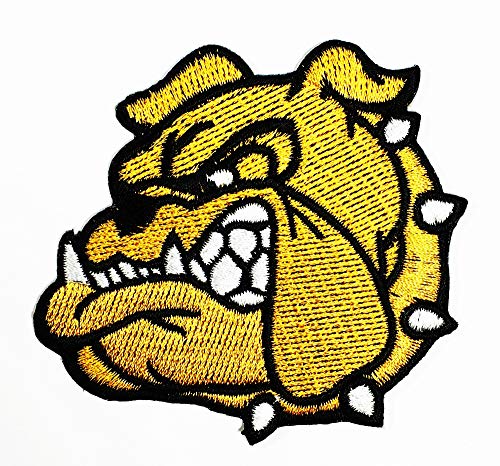 Head Bulldog Pitbull Face Left Yellow Cartoon Animal Iron on Embroidered Patch Supplies for Jacket Bags Jeans Backpack Clothes DIY