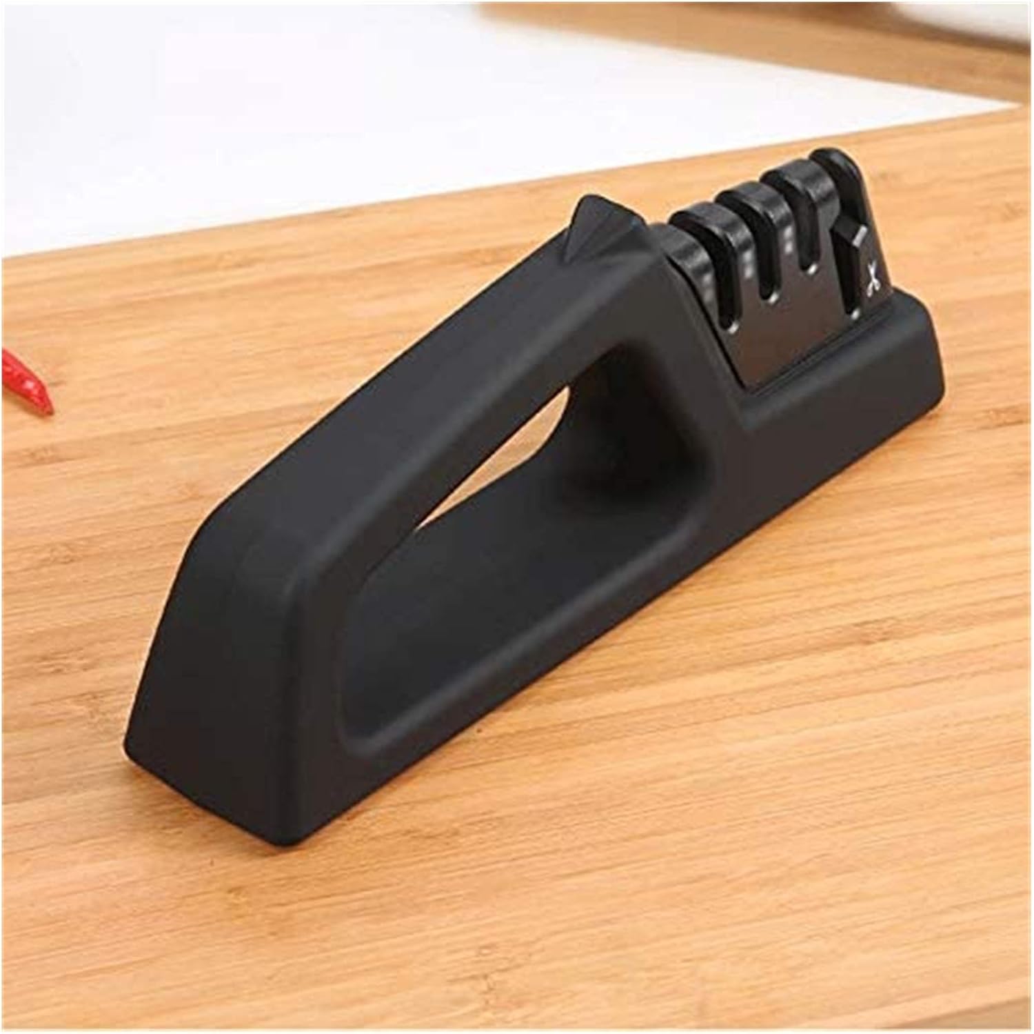 Kitchen Knife Sharpener - 4 Stage Knife Sharpening Tool Sharpens Chef's Knives - Kitchen Accessories Help Repair Restore and Polish Blades Quickly Black
