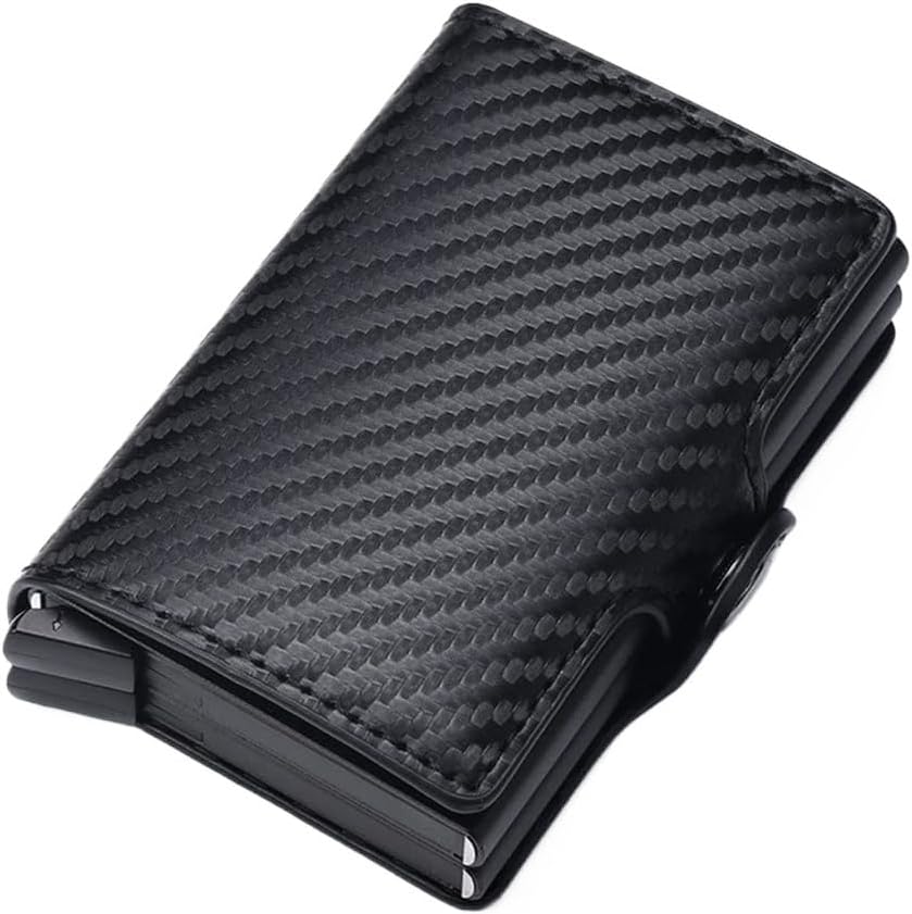 Mini Double Box Metal Wallet Vintage Leather Credit Card Holder for Men and Women Business Card ID Badge Holder Case(4)