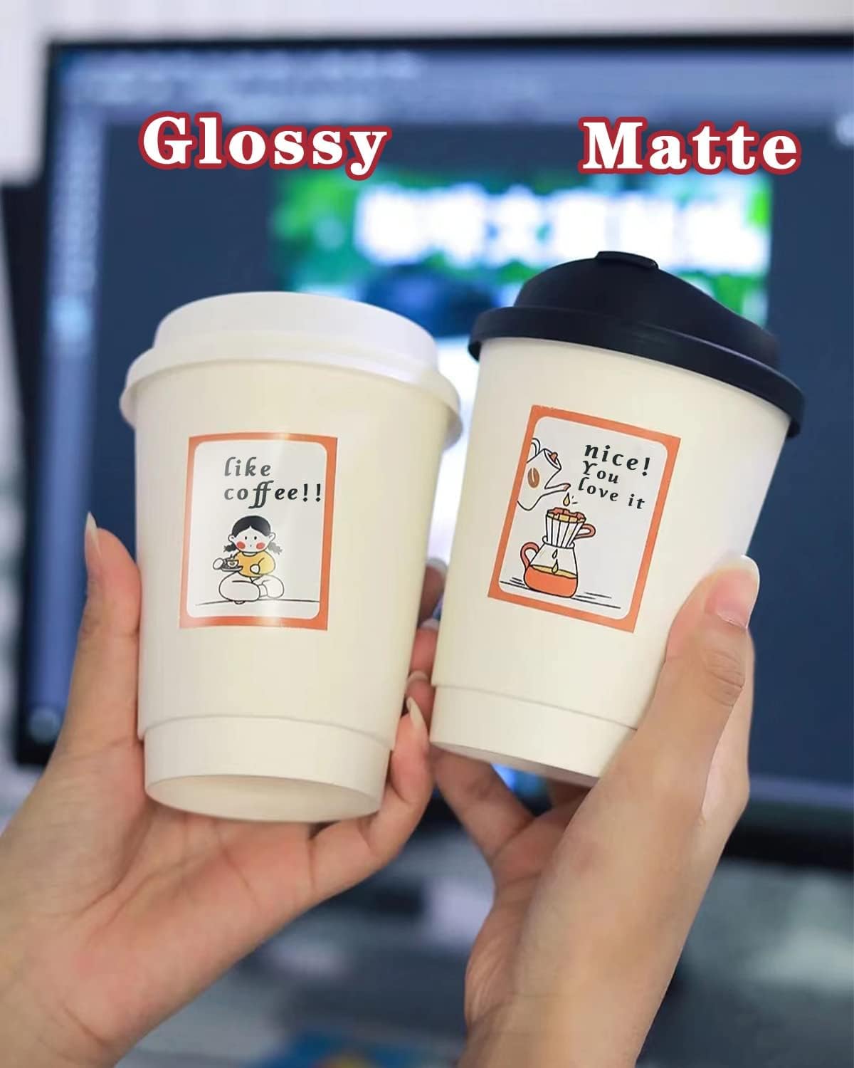 Lzerking 200 Sheets Glossy Printable Vinyl Sticker Paper 8.5"x11", Vibrant Color Quick-Drying Waterproof White Decals for Inkjet/Laser Printers & Cricut for Small Businesses, DIY Enthusiasts