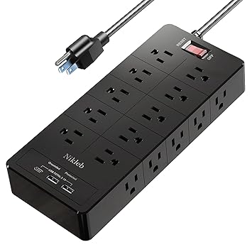 Power Strip 23 in 1, 20 Outlets Surge Protector Wall Mount with 2 USB Ports + 1 USB C Port 3.1A Total, Multi Plug Extension Cord 6ft Heavy Duty, USB Charging Station for Multiple Devices, Home, Office