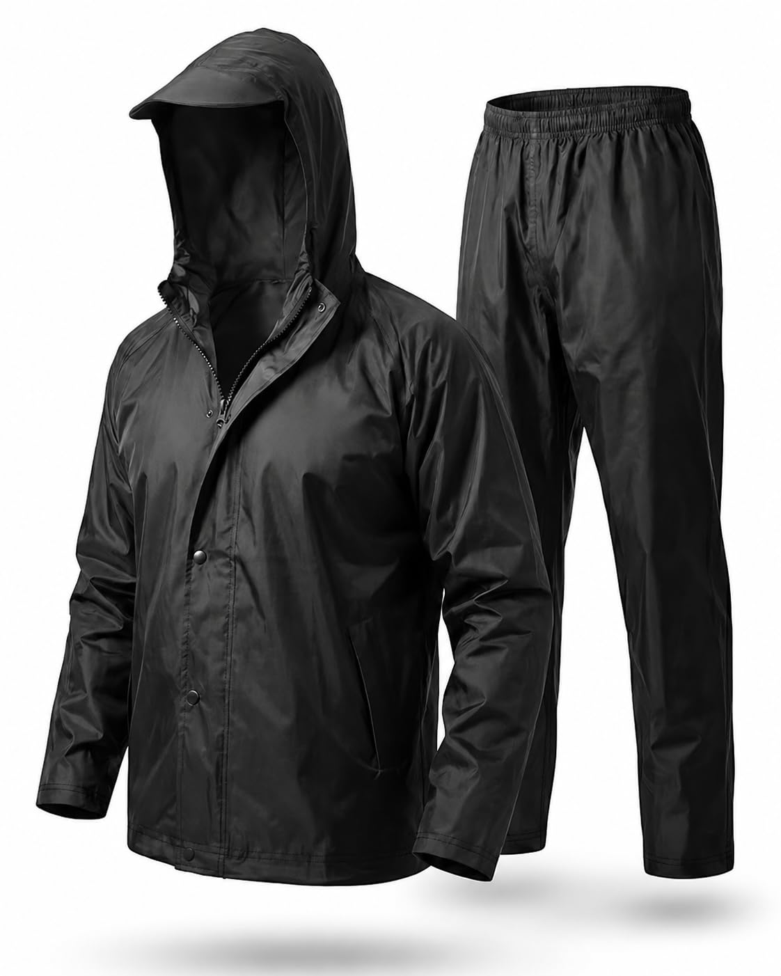 PGE Unisex Waterproof with Hood, Thick Polyester, Leak Proof, Premium Zipper, Raincoat for Bike Riding, Double Layer Rain Suit for Riders, Jacket & Trouser Set (XL) Black-picture-33